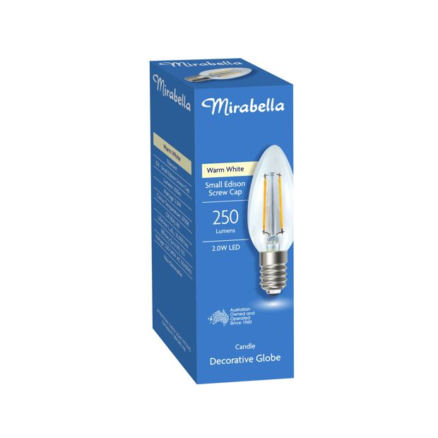 Mirabella Filament LED 2W E14 Small Edison Screw Light Bulb - Clear Warm White
