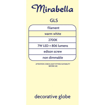 Mirabella E27 7W LED GLS Filament Bulb