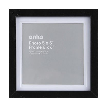 Photo Frame 5" x 5", Black - Anko