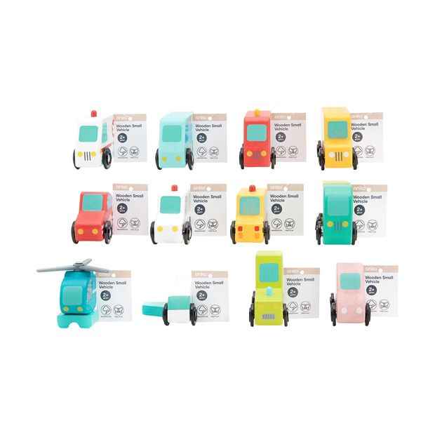 Wooden Small Vehicle, Assorted - Anko