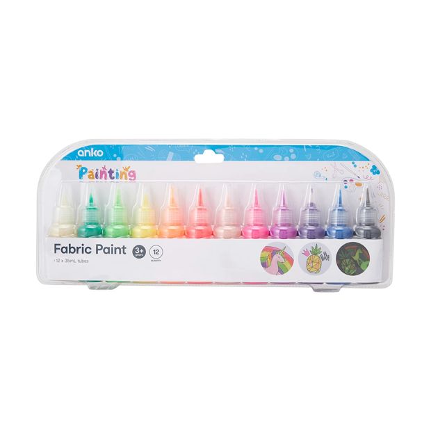 Fabric Paint, 12 Pack - Anko