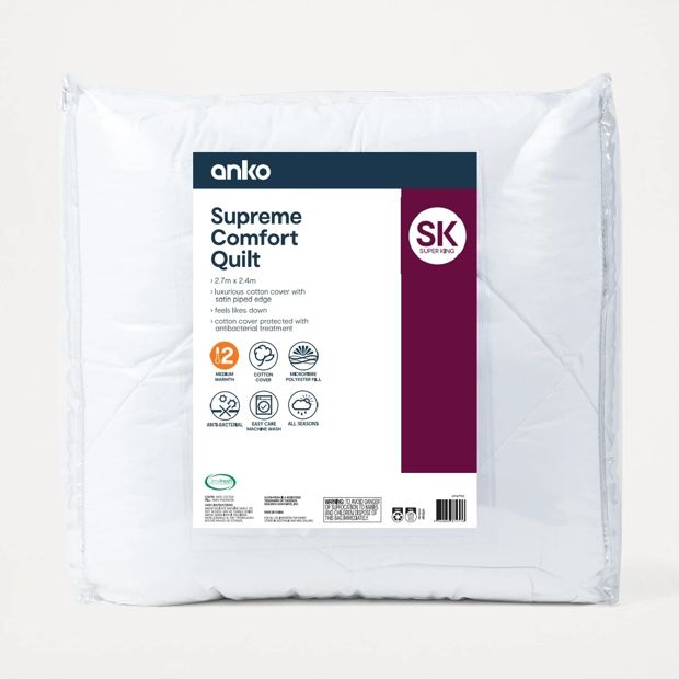 Supreme Comfort Quilt, Super King Bed - Anko