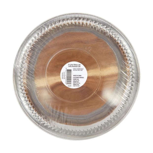 3L Glass Jar with Wood Lid - Anko
