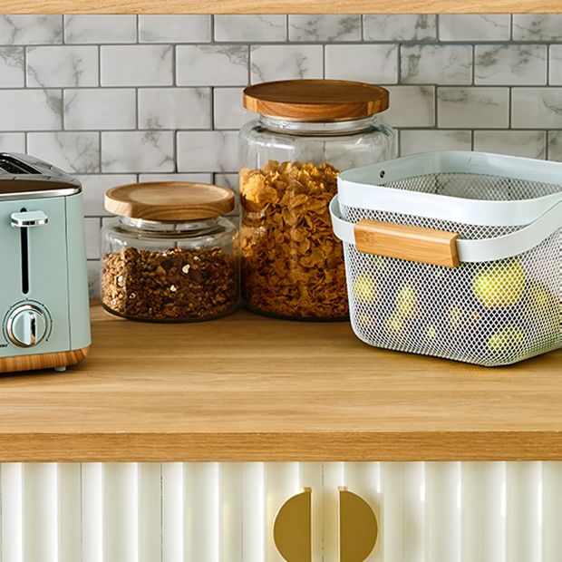3L Glass Jar with Wood Lid - Anko