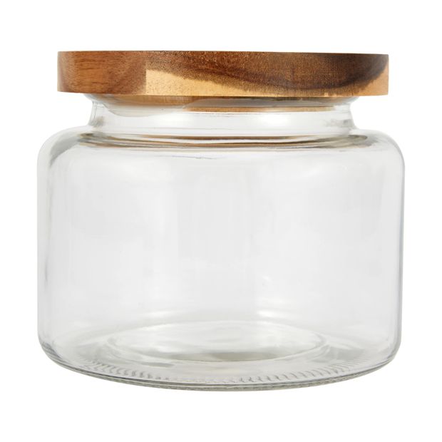 1.5L Glass Jar with Wood Lid - Anko