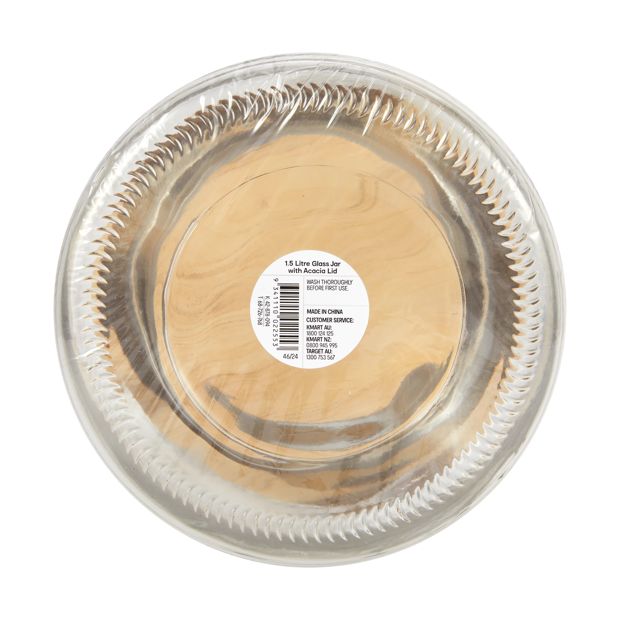 1.5L Glass Jar with Wood Lid - Anko