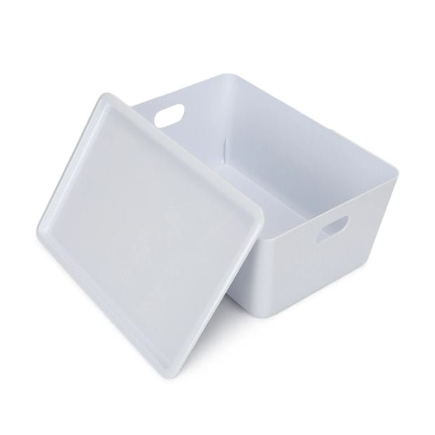 11L Smooth and Shiny Plastic Tub, White - Anko