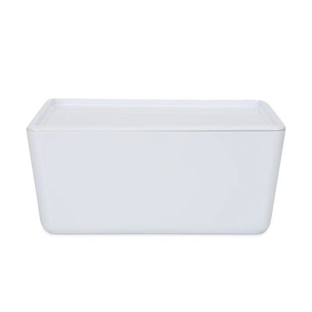11L Smooth and Shiny Plastic Tub, White - Anko