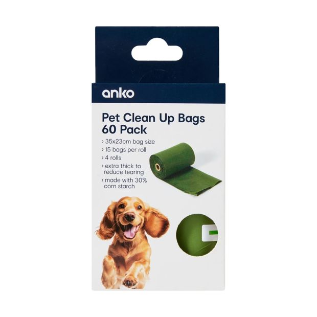 Pet Clean Up Bags, 60 Pack - Anko