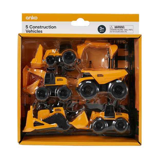 Construction Vehicles Set, 5 Pack - Anko