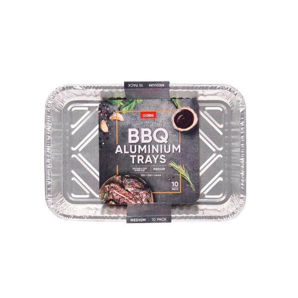 COLES BBQ ALUMINIUM MEDIUM TRAYS 10PACK