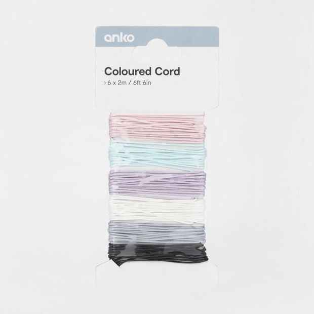 Coloured Cord, 6 Pack - Anko