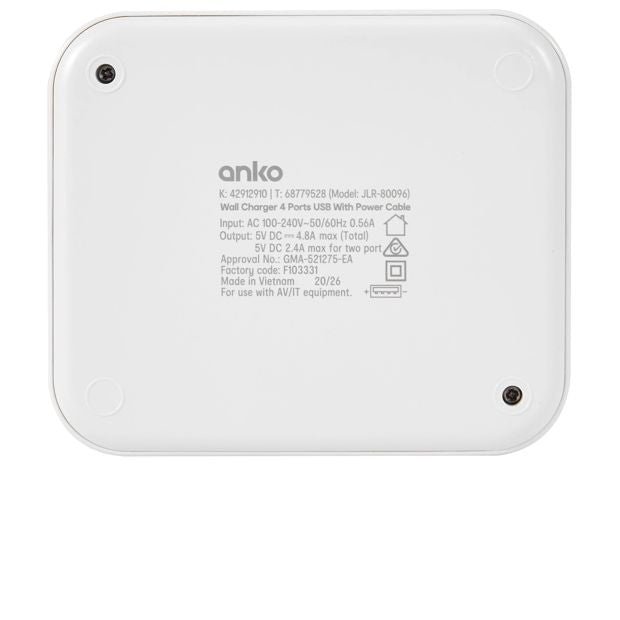USB 4 Port Desktop Charger - Anko