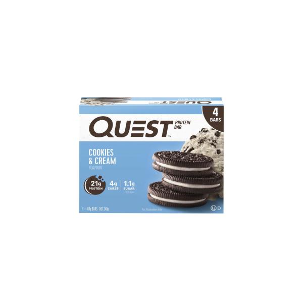QUEST PROTEIN BARS COOKES & CREAM 4 PACK X 60G