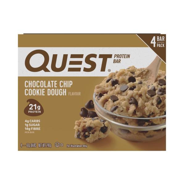 QUEST PROTEIN BAR CHOC CHIP COOKIE DOUGH 4 PACK X 60G