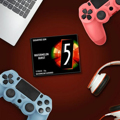 12 Piece Wrigley's 5 Gum Watermelon Burst Sugar Free Chewing Gum 32g