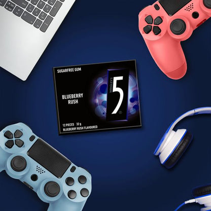 12 Piece Wrigley's 5 Gum Blueberry Rush Sugar Free Chewing Gum 32g