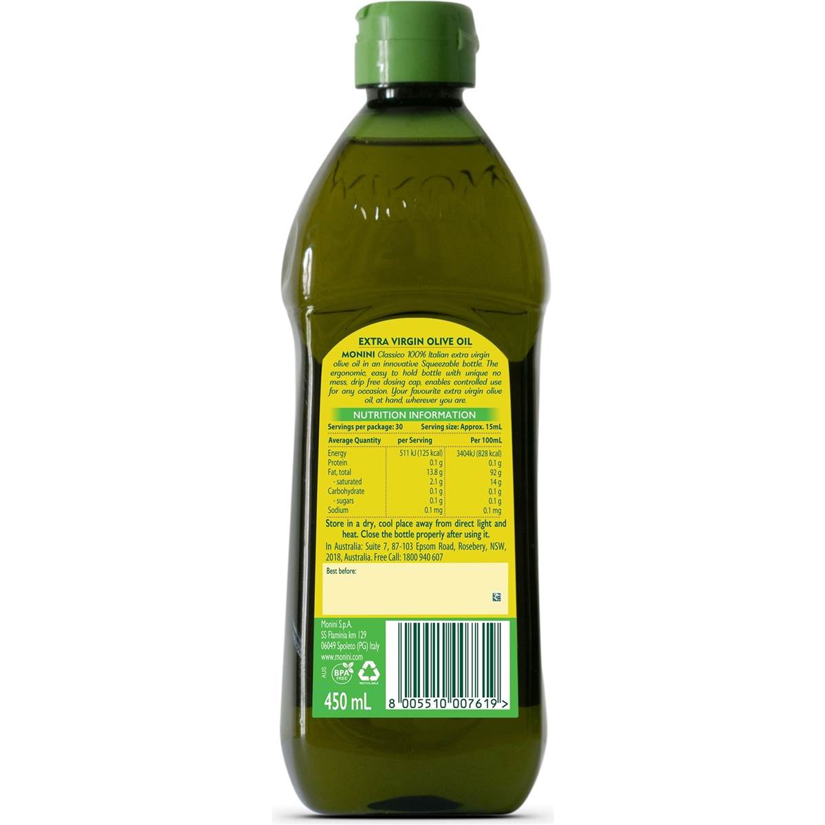 Monini Squeezable Extra Virgin Olive Oil 450mL