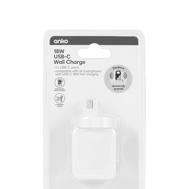 Wall Charger USB-C Fast Charging - Anko