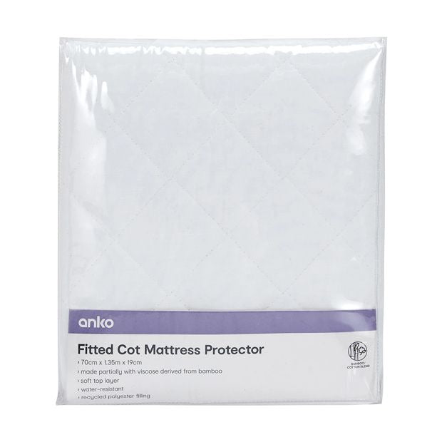 Fitted Cot Mattress Protector  - Anko