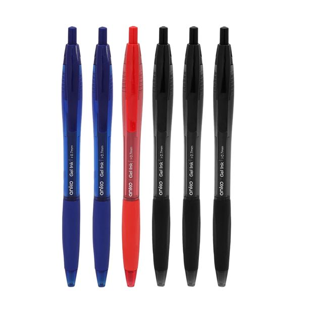 Retractable Gel Pens, 6 Pack - Anko