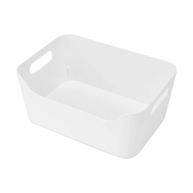Small Cut Out Edge Storage Tub, White - Anko