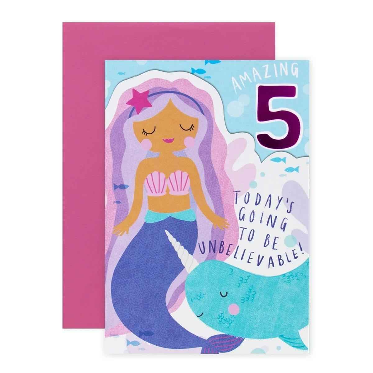 Connections from Hallmark 5th Birthday Card - Mermaid & Narwhal
