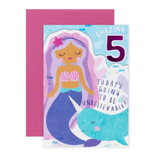 Connections from Hallmark 5th Birthday Card - Mermaid & Narwhal