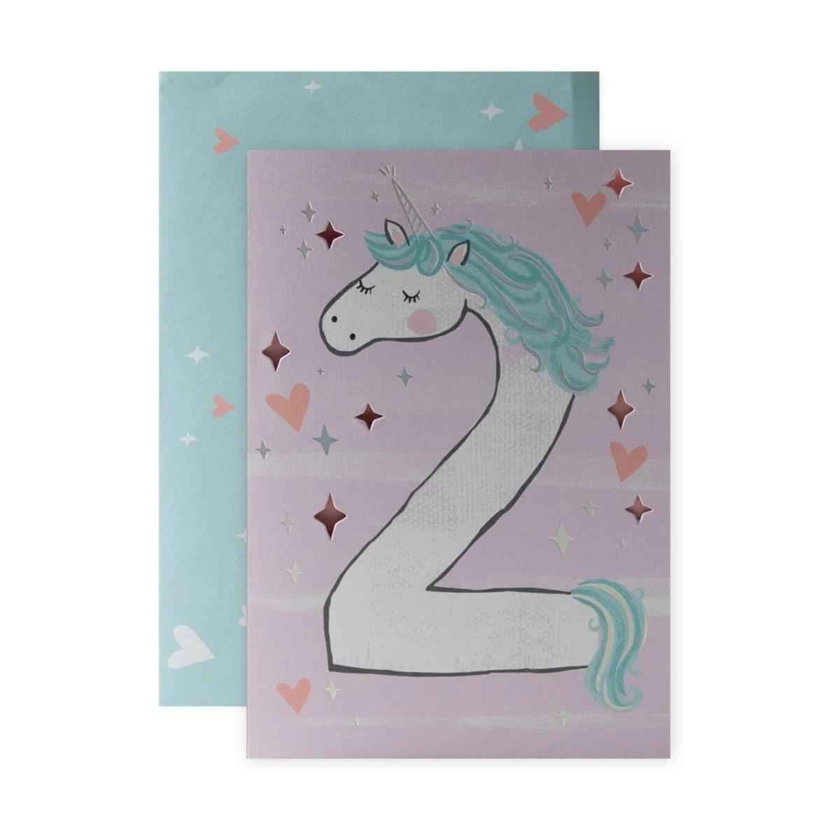 Connections from Hallmark 2nd Birthday Card - Unicorn Number