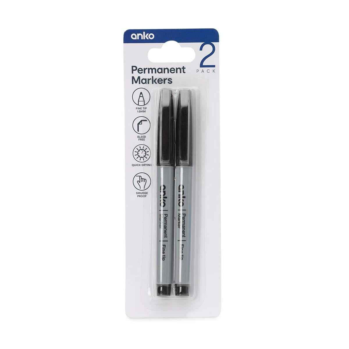 2 Pack Permanent Markers - Black