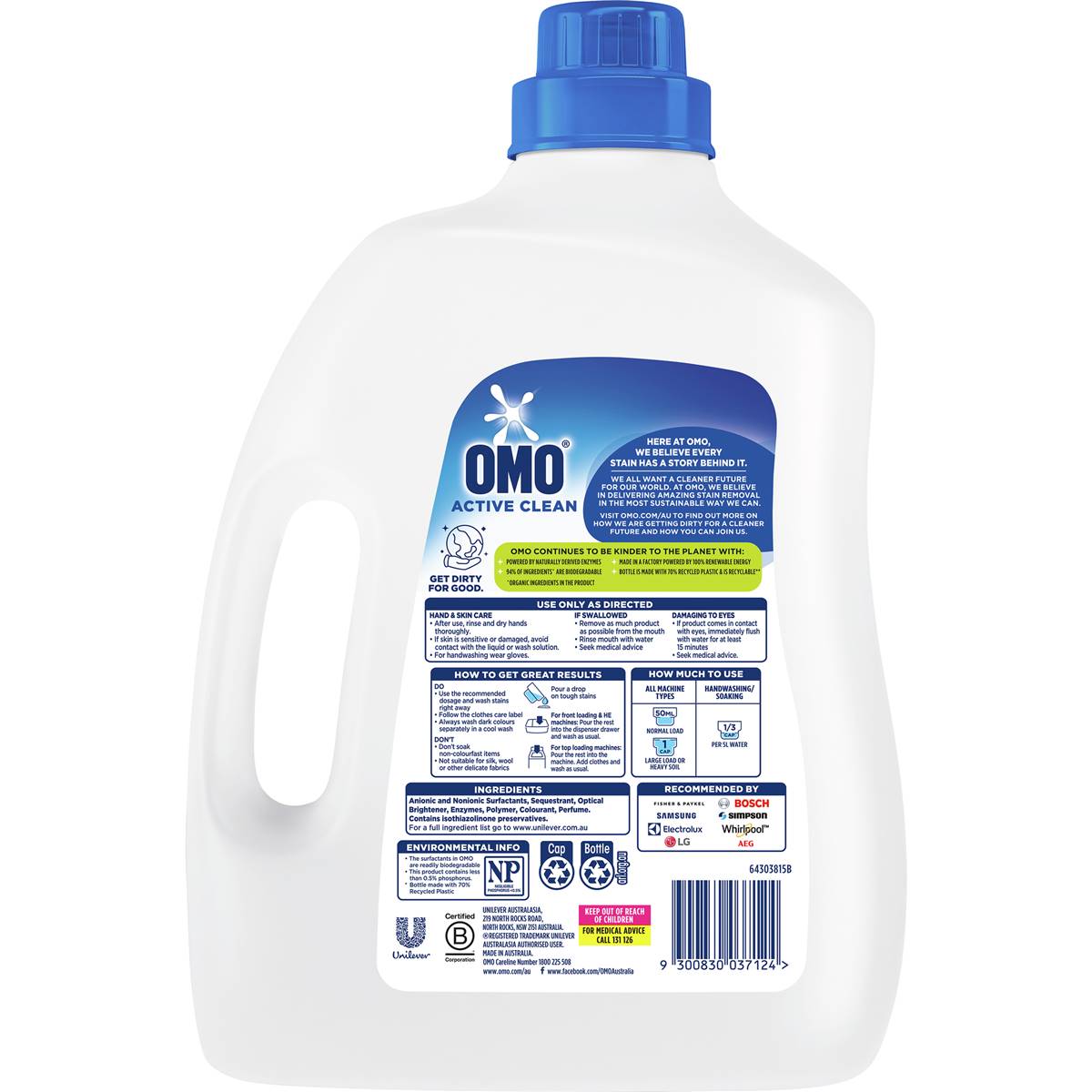 OMO Active Clean Laundry Liquid 4L