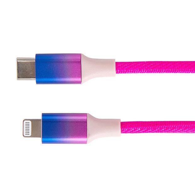 USB-C to Lightning Rainbow Cable, 2m - Anko