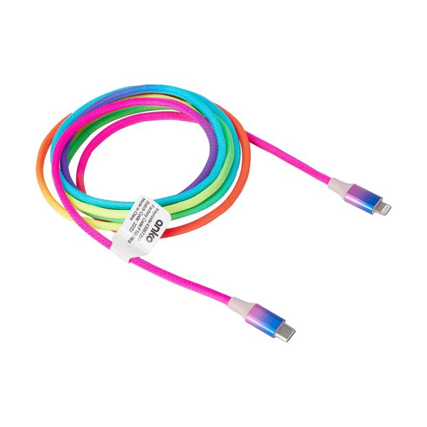 USB-C to Lightning Rainbow Cable, 2m - Anko