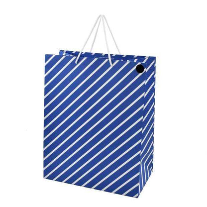 Hallmark Large Blue Diagonal White Stripe Gift Bag