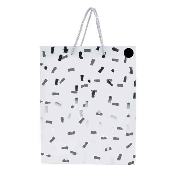 Hallmark Medium White & Silver Confetti Gift Bag