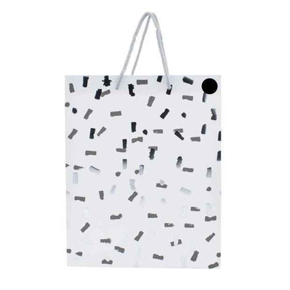 Hallmark Medium White & Silver Confetti Gift Bag