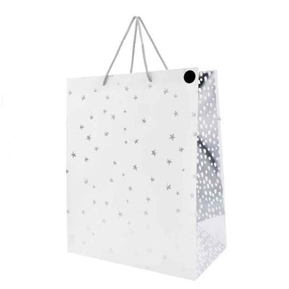 Hallmark White Silver Stars Gift Bag - Large
