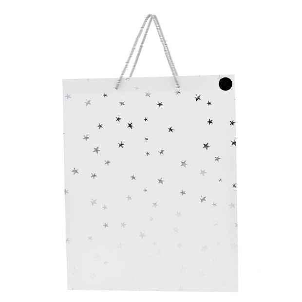Hallmark White Silver Stars Gift Bag - Large