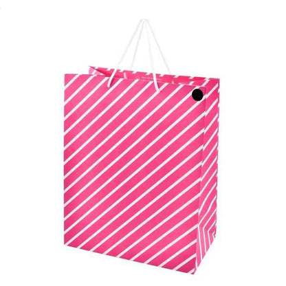 Hallmark Pink Diagonal White Stripe Gift Bag - Large