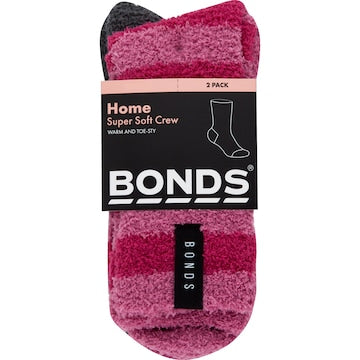 Bonds Ladies Super Soft Crew Socks Pink Size 3+ 2 pack