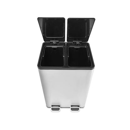 2 Compartment Stainless Steel Recycle Bin, 40L - Anko
