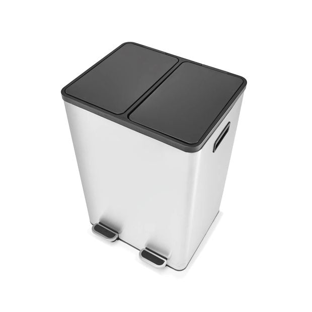 2 Compartment Stainless Steel Recycle Bin, 40L - Anko