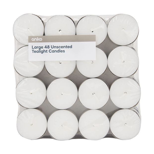 Unscented Tealight Candles, 48 Pack - Anko