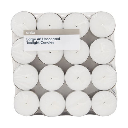 Unscented Tealight Candles, 48 Pack - Anko