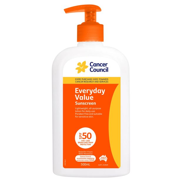 Cancer Council Everyday Value SPF50 Sunscreen 500ml - Aloe Vera and Vitamin E