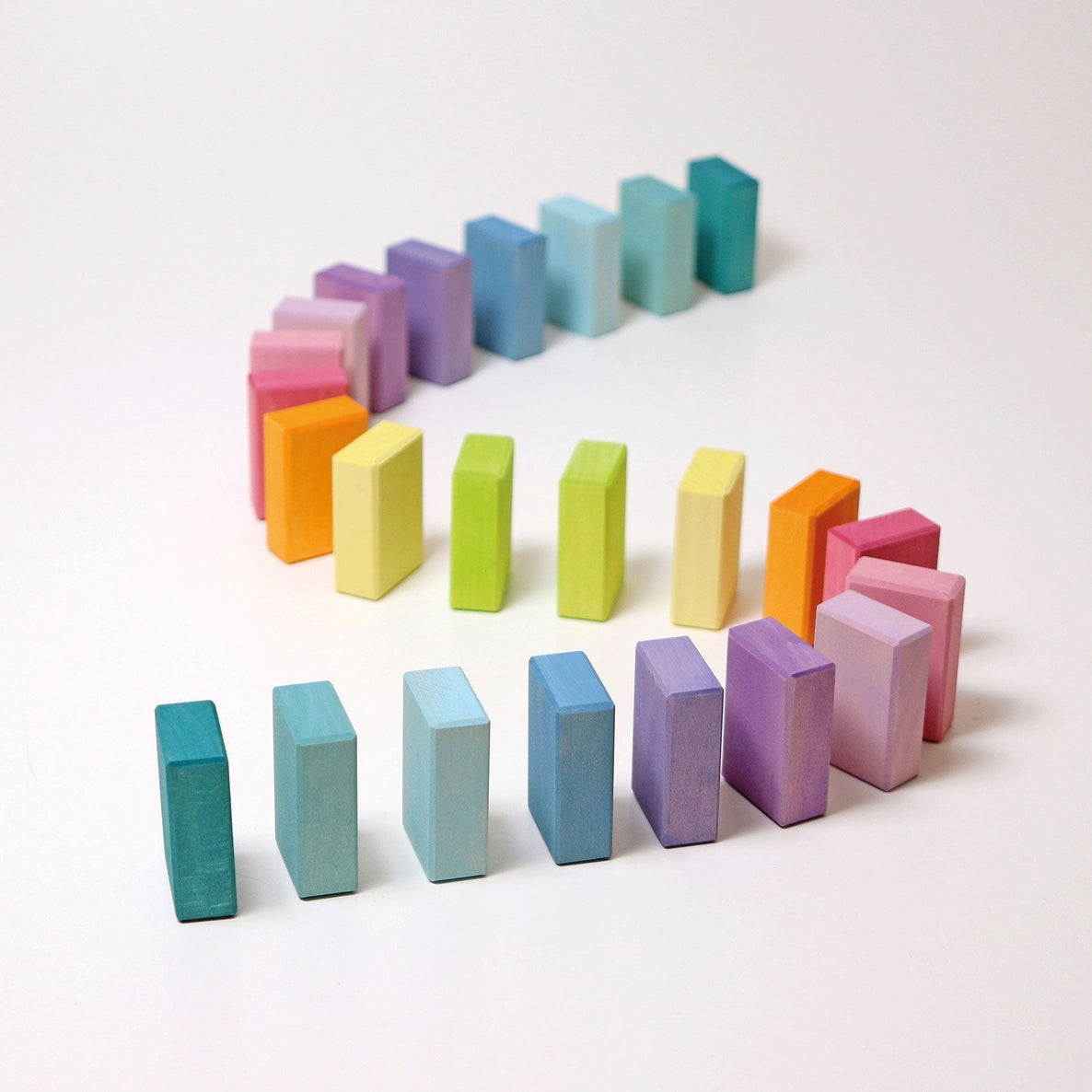 Grimm's Pastel Duo Wooden Toys Baby Toddler Toys Building Blocks Gifting Idea for 12m+