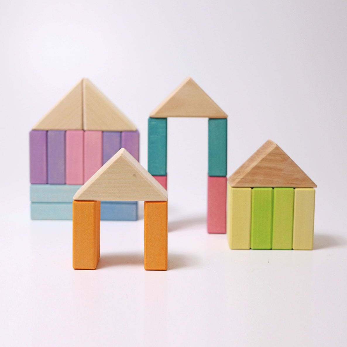 Grimm's Pastel Duo Wooden Toys Baby Toddler Toys Building Blocks Gifting Idea for 12m+