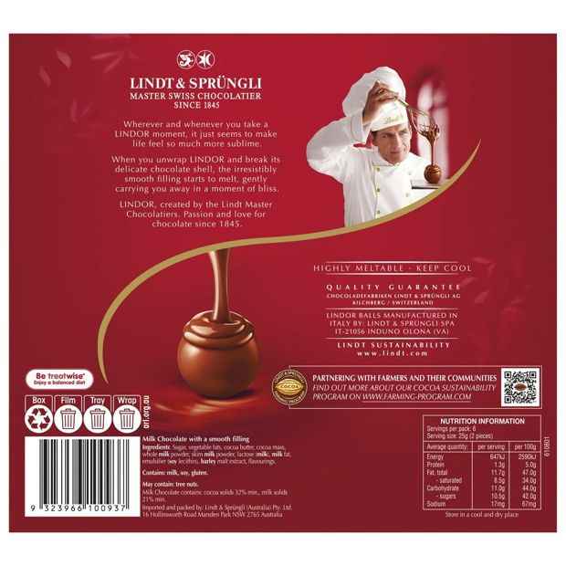 Lindt LINDOR Milk Chocolate Gift Box 150g