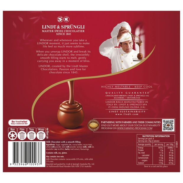 Lindt LINDOR Milk Chocolate Gift Box 150g