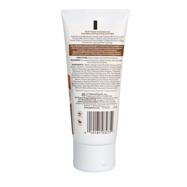 Coconut Oil Hand Cream, Vitamin E & Green Coffee - Palmer's